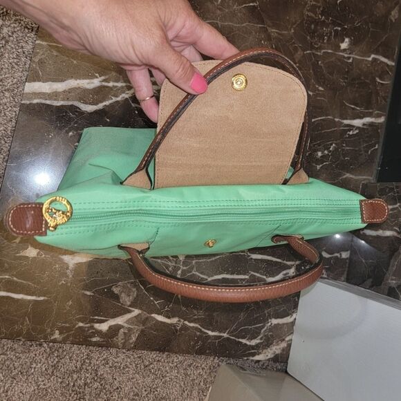 LONGCHAMP Li Pliage Classic Original S Bright Green Handle Foldable Tote Bag - Picture 8 of 16